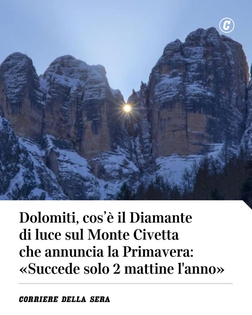 Un raro fenomeno naturale che si manifesta ogni anno - in concomitanza dell'equinozio di primavera - lungo le pareti verticali del Monte Civetta. «Una combinazione di due fenomeni, geografici e astronomici», spiega Thierry Robert-Luciani, meteorologo dell'Arpav di Arabba
