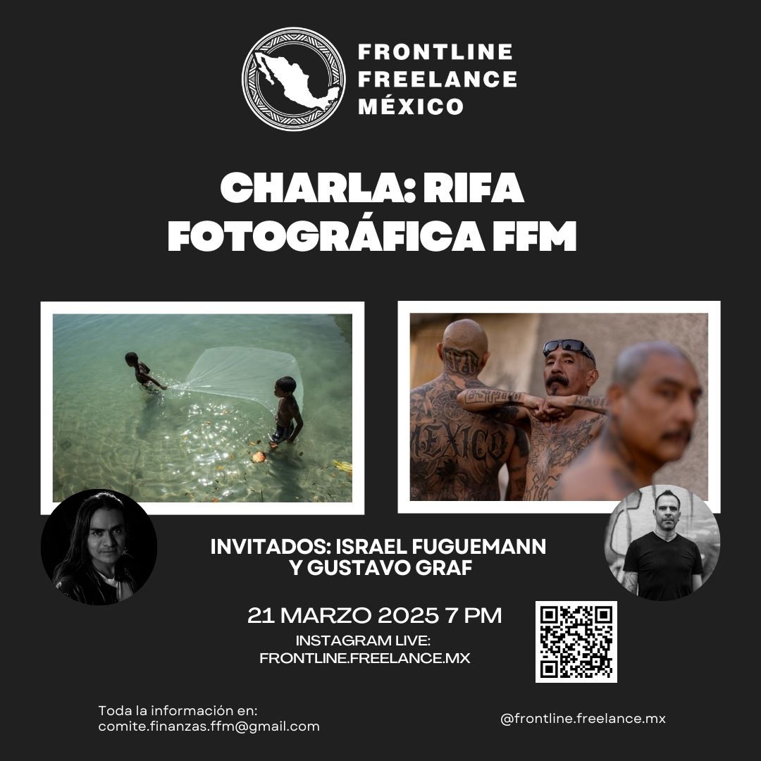 ¡Hoy! No te pierdas nuestra charla especial con los fotoperiodistas <a href="/Fuguemann_/">Israel Fuguemann</a>  y <a href="/gustavograf/">gustavo graf</a> 🗓 Hoy 🕖 7:00 pm (CDMX) 📱 
En vivo por instagram.com/frontline.free… Descubre sus historias, desafíos y el contexto de las fotos donadas para la rifa. ¡Consigue tus boletos antes del 30!