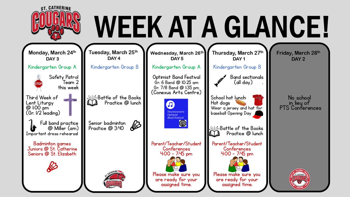 March 24-28, 2025 - PTS Conferences and the Optimist Band Festival. <a href="/RCSD_No81/">YQR Catholic Schools</a>