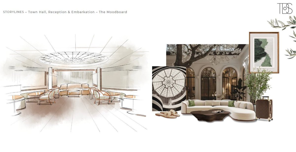 StorylinesAtSea's tweet photo. Introducing the breathtaking design for our Town Hall, Reception &amp; Embarkation Area,
📍This stunning central hub is your gateway to adventure! With interactive digital kiosks showcasing destinations and world-class guest services, it’s designed to make every journey seamless. 🌍 https://t.co/Y202s4zMO5