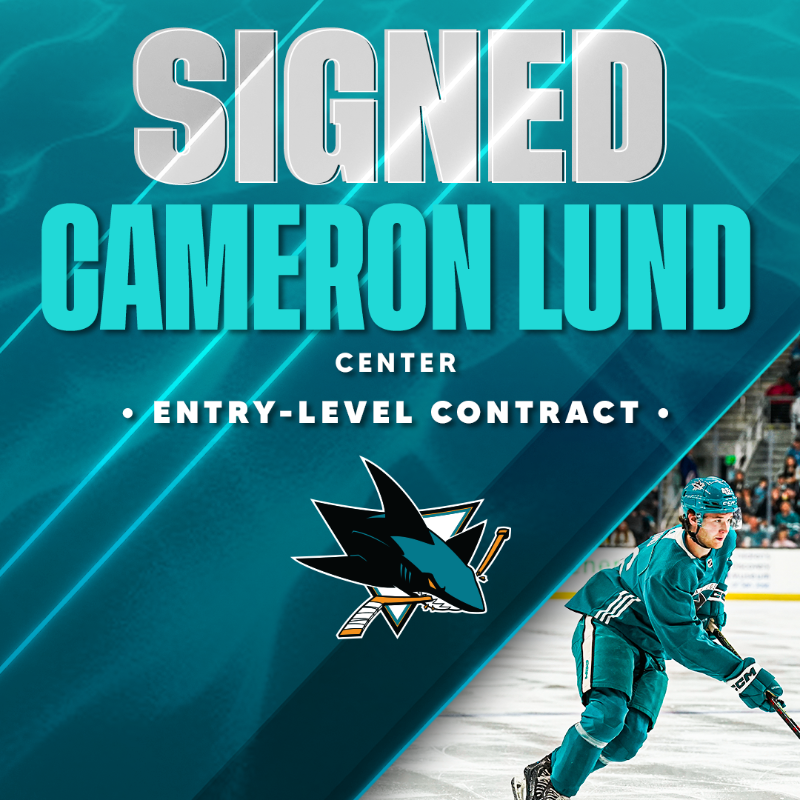 SanJoseSharks's tweet photo. SIGNED ✍️

The #SJSharks have signed Cameron Lund to an entry-level contract. 

#TheFutureIsTeal