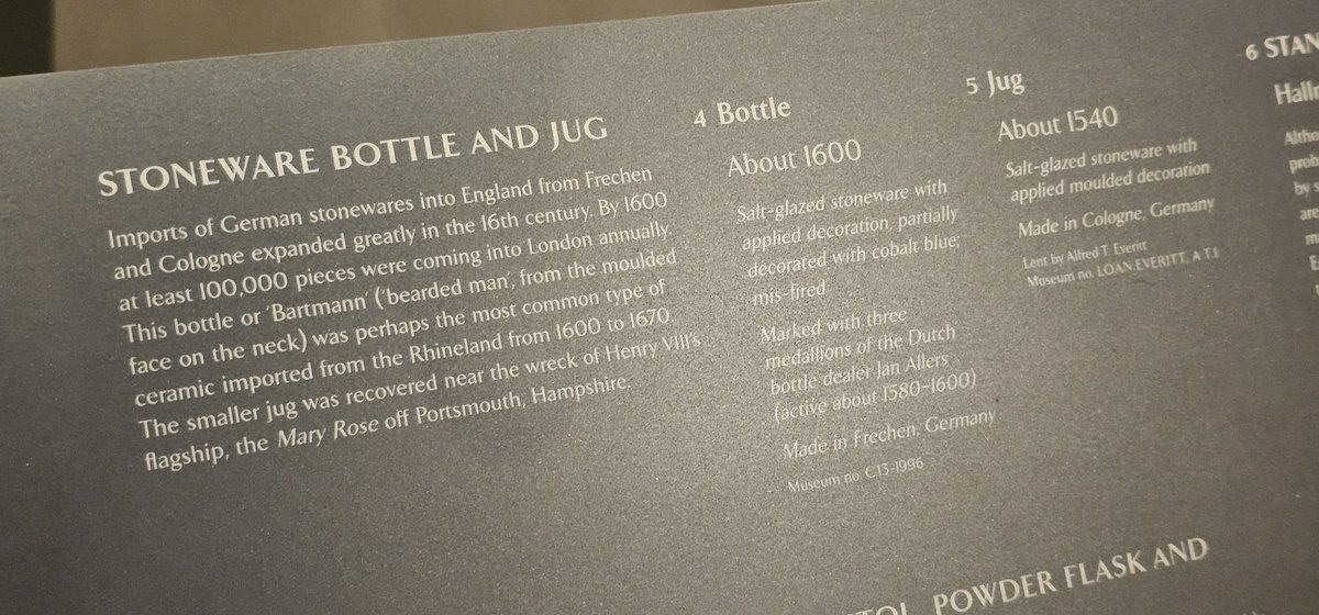 Thedesian_Josh's tweet photo. Tracked down a Mary Rose stoneware jug in the @V_and_A Museum today! Great to see earlier excavation objects still out and about!  @MaryRoseMuseum #maryrose #tudor (Had to take a photo with it 😆 ) https://t.co/jqzsNCPlOX