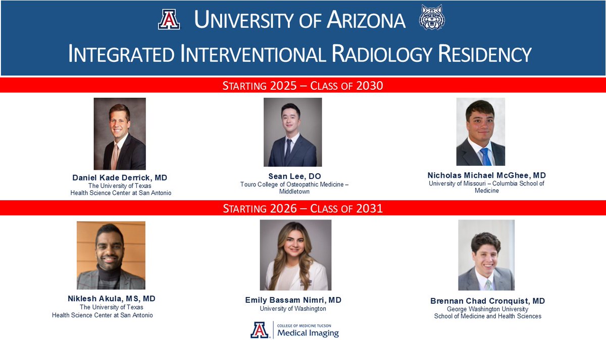 University of Arizona VIR (@arizonavir) on Twitter photo Congratulations to our incoming IR Integrated Residents! We are so proud & excited to welcome you! #MATCH2025 #IRad
<a href="/SIRspecialists/">Society of Interventional Radiology</a> <a href="/SIRRFS/">SIR RFS</a> <a href="/UAZMedImaging/">UArizona Department of Medical Imaging</a> Congratulations to our incoming IR Integrated Residents! We are so proud & excited to welcome you! #MATCH2025 #IRad
<a href="/SIRspecialists/">Society of Interventional Radiology</a> <a href="/SIRRFS/">SIR RFS</a> <a href="/UAZMedImaging/">UArizona Department of Medical Imaging</a>