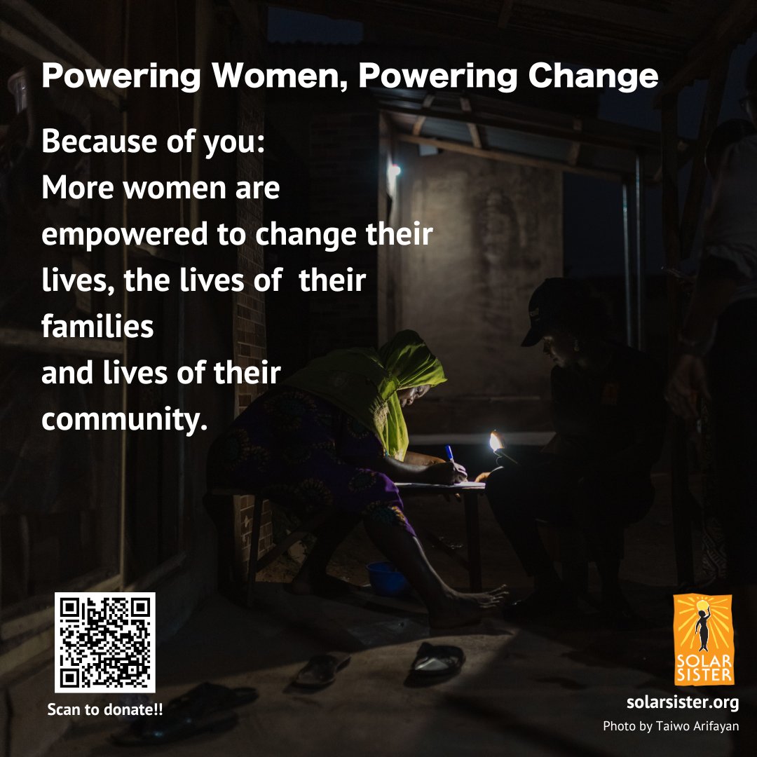 Supporting Solar Sister is a tried and true way to empower women year-round, bring light to their communities, and lift lives.
Pledge monthly support to lift women and children: 
give.solarsister.org/give/203220/#!…
#energyaccess #genderequity #climateaction