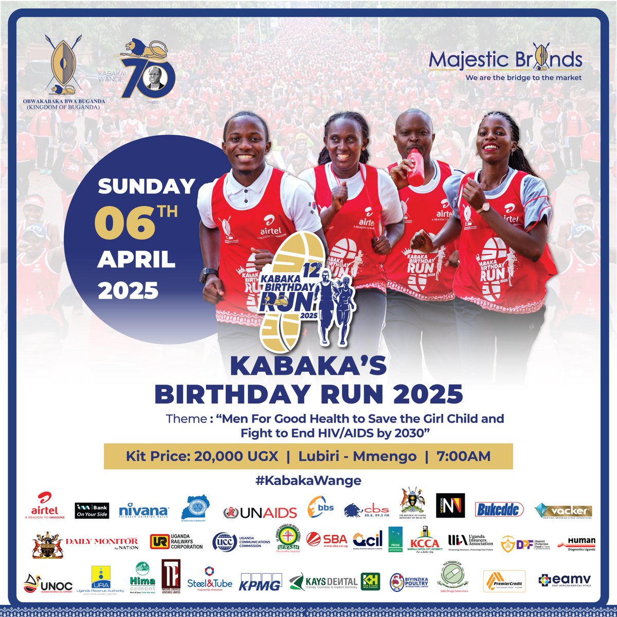 A few days left, 6th April 2025 is the day.  Get your kit for 20,000/= from Airtel Uganda shops at New Taxi Park, Thobani Centre, Wampeewo, Lugogo Forest Mall, I&amp;M Bank Kawempe, William Street, Kingdom Kampala or from Majestic Brands Bulange Mmengo and others.

Thank you Partners