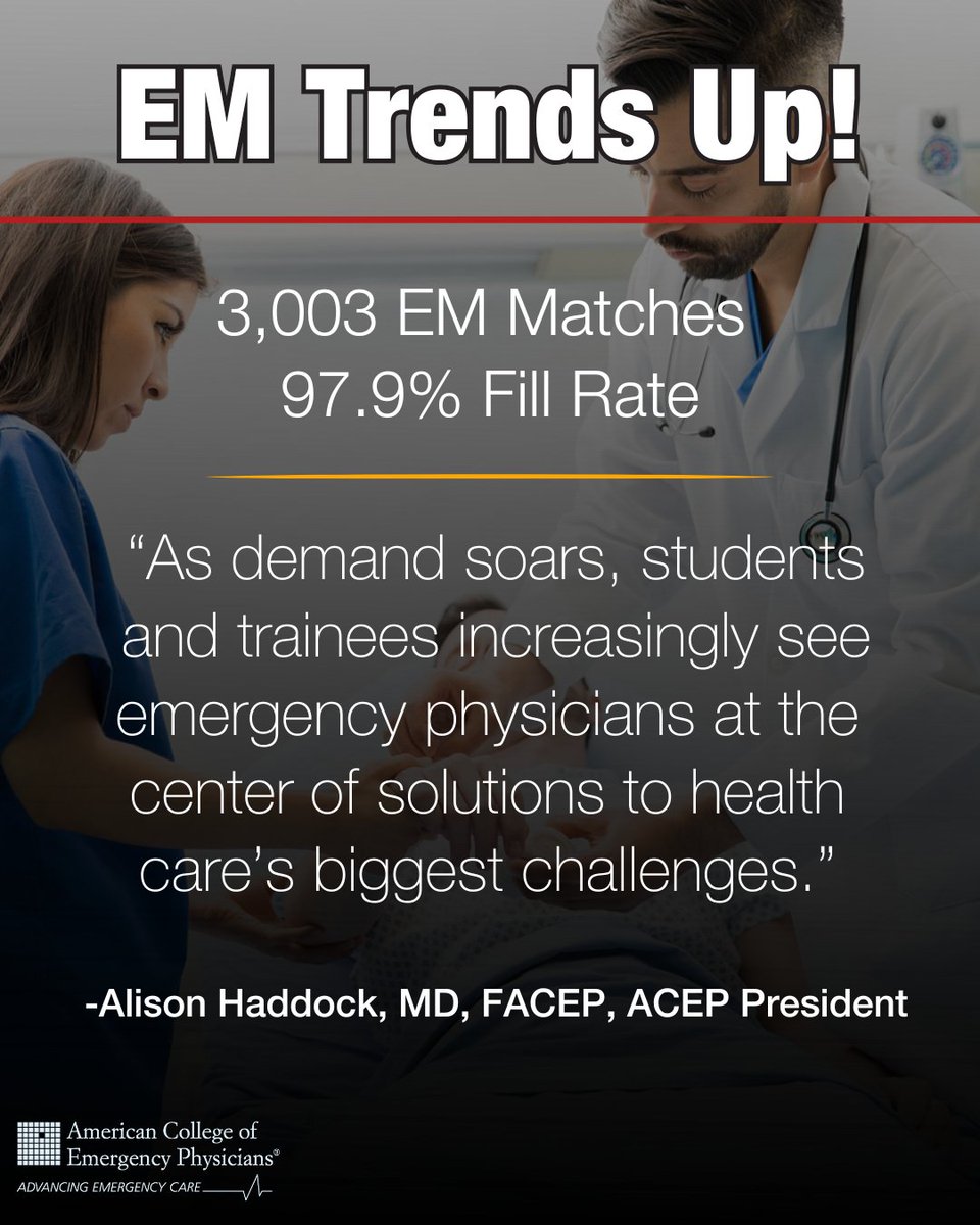ACEP President Alison Haddock, MD, FACEP: "There's no doubt, it is a challenging and deeply rewarding time to be an emergency physician. Congratulations and welcome to the new generation - the future of emergency medicine is bright." 🌟 #acepnation #EMBound #Match2025