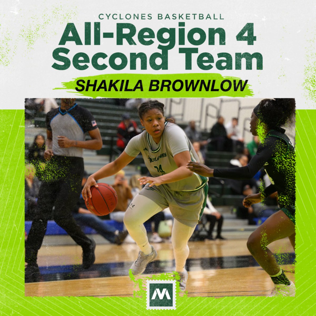 Freshman guard/forward Shakila Brownlow was another leader on the #basketball team this season, finishing No. 19 in the NJCAA Division II for free throws (115-162) and earning All-Conference second team honors. #congrats #GoCyclones #mvcyclones