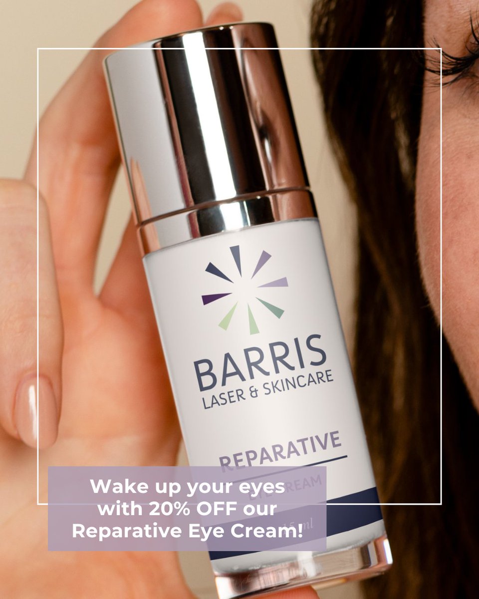 barrislaser's tweet image. ✨ Wake up your eyes with 20% OFF our Reparative Eye Cream! ✨ Smooth, hydrate, and reduce puffiness for a fresh, youthful look. Your eyes deserve it! 👁️💖#barrislaser // #BoulderMedSpa #Boulder  #SkincareSavings #BrightEyes #ReparativeCare