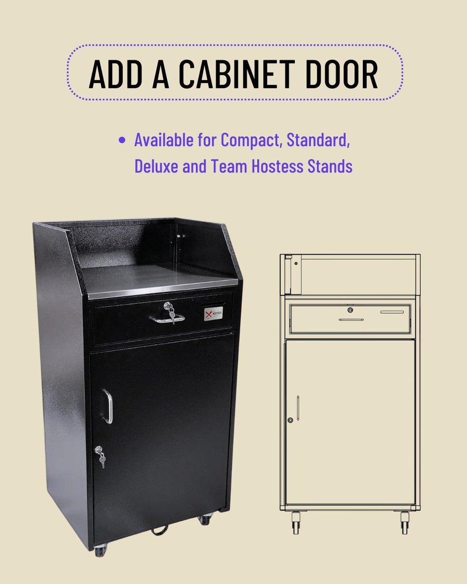 HostessStation's tweet image. Elevate your host stand with a custom cabinet door for a functional, polished look. 🍽️🍷#TheHostessStation #hospitalitydesign #restaurantupgrade