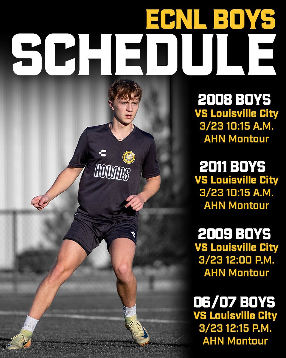 It's another @theecnl weekend 🔥

Our @ecnlboys are back home with games this Saturday and Sunday at @ahnmontoursc 💪

#HOUNDSONTHREE