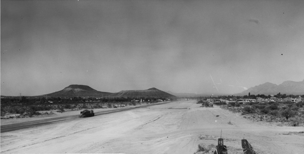ArizonaDOT's tweet photo. ADOT Flashback Trivia: This photograph was taken in the 1960s of a highway that features the metric system.
What highway are we looking at?
#FlashbackTrivia https://t.co/ajcoHC7M6T