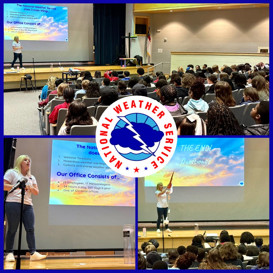 Our 7th graders had the exciting opportunity to hear from Chrissy Anderson, a local meteorologist with the National Weather Service (NWS) of Raleigh. During her visit, students learned about her role at NWS, weather patterns, and much more!