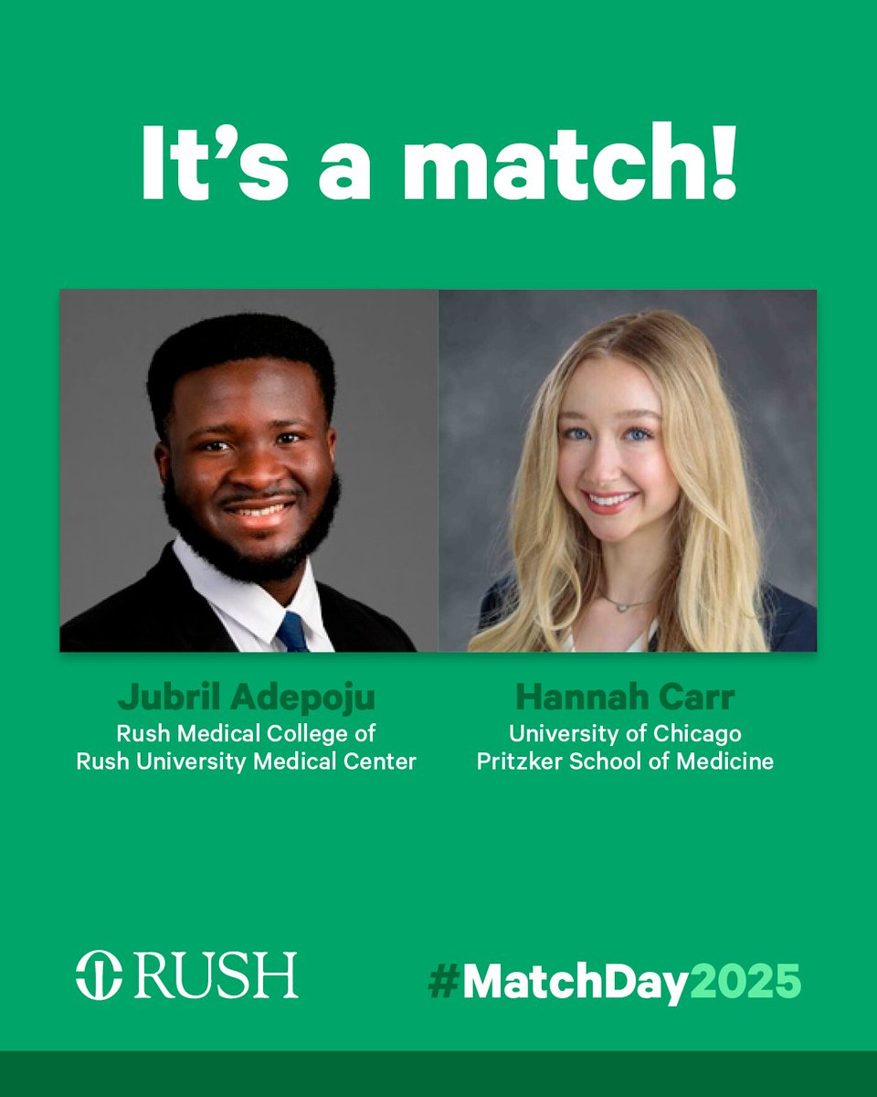 Rush Department of Surgery (@rushsurgery) on Twitter photo We’re proud to welcome our newest plastic and reconstructive surgery residents, Jubril and Hannah, to the <a href="/RushSurgery/">Rush Department of Surgery</a> family. #MatchDay #MatchDay2025 We’re proud to welcome our newest plastic and reconstructive surgery residents, Jubril and Hannah, to the <a href="/RushSurgery/">Rush Department of Surgery</a> family. #MatchDay #MatchDay2025