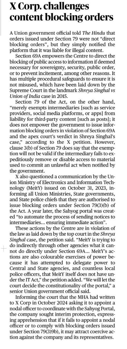 _upsc_focus's tweet photo. X corp. Challenges content blocking order by authorities
Details
#Polity #Section79 #Section69A #ITAct2000 #X #BlockingOrders #SahyogPortal #PT #ShreyaSinghalCase #upscprelims2025 #upsc
Source: TH https://t.co/VlHhH3wEKh