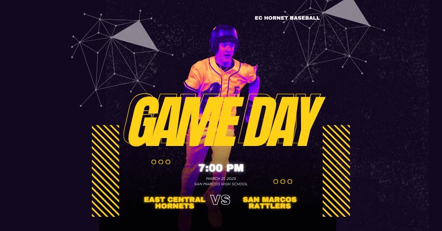 _ECBaseball's tweet photo. 🚨 GAMEDAY 🚨
EC Hornet Baseball hits the road as the push to the postseason continues! 🐝⚾

🆚 San Marcos Rattlers
🕖 7:00 PM
📍 San Marcos HS
Let’s get it, Hornets! 💪🔥 #GoHornets #PlayoffPush #ECBaseball
@ECISDtweets @_ECAthletics @ArriolaSuzette @joehubb74 @SABaseballCoach https://t.co/JFp1QYdrAR