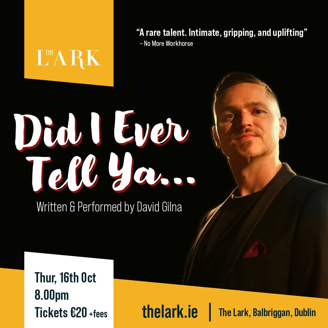 Delighted to return back to The Lark Concert Hall for my fourth production with my new show Did I Ever Tell Ya 🎭 Thanks a thousand to everyone who supported me <a href="/Viking_Theatre/">Viking Theatre</a> <a href="/civictheatre/">The Civic</a> Next Stop Fingal <a href="/EVENTSinFingal/">Events in Fingal</a> 🎭 Tickets on sale now 🎟️