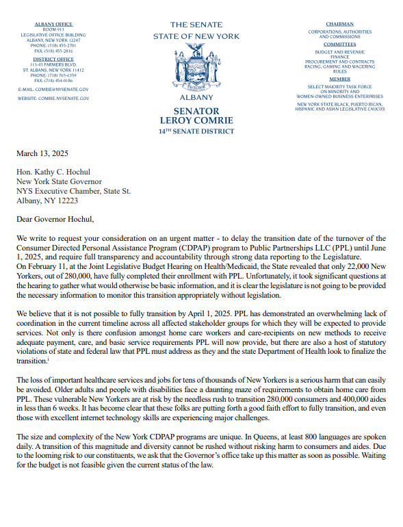 PatriciaFahy46's tweet image. Over the last few weeks, I&apos;ve heard from hundreds of you about the issues surrounding NY&apos;s #CDPAP deadline and transition.

As Chair of the Senate Disabilities Committee, it&apos;s become clear this deadline must be extended, and more data must be provided to the State Legislature.