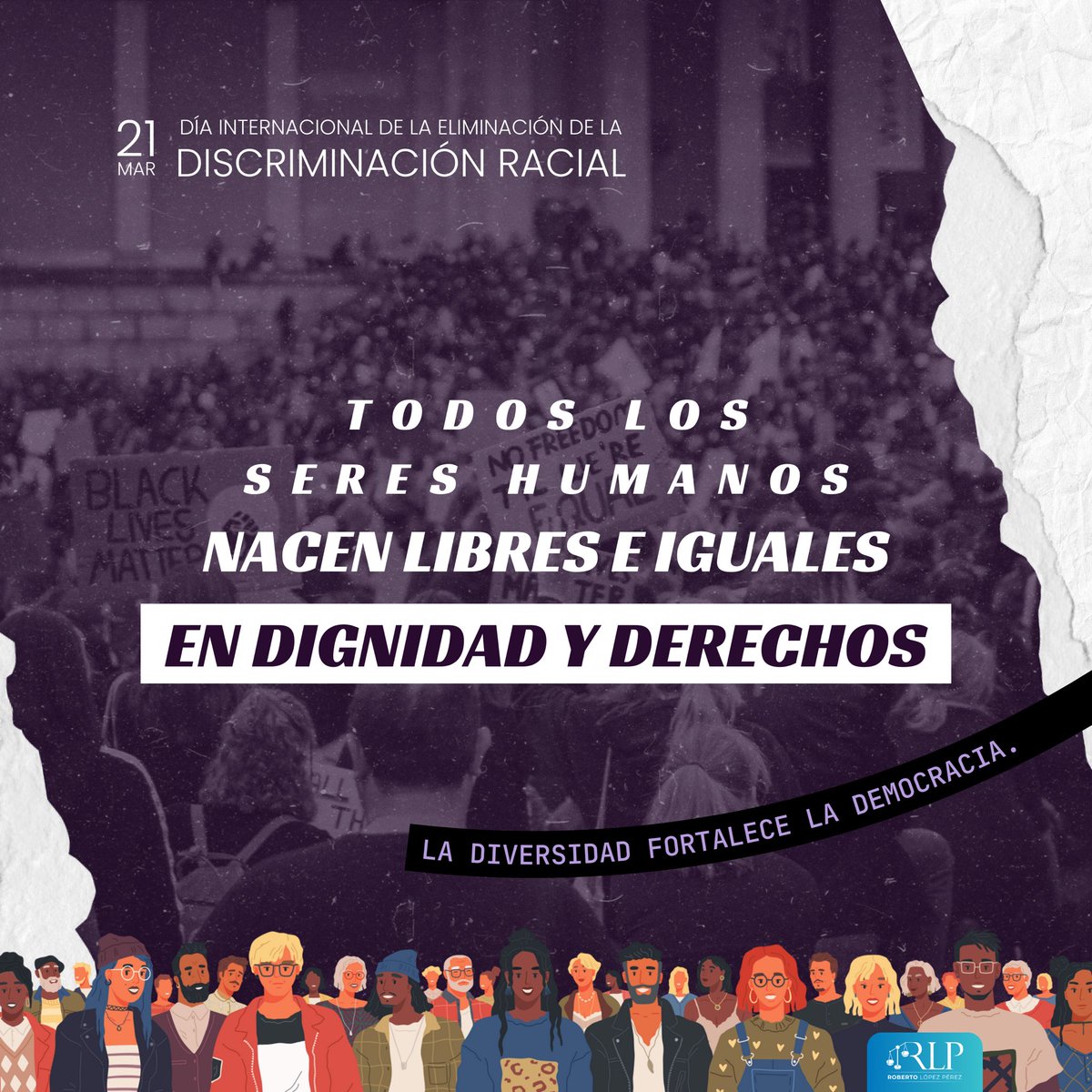 🗓️| En una sociedad democrática, no hay lugar para la discriminación racial. La igualdad es un derecho, no una opción…

#NoALaDiscriminación #DiscriminaciónRacial