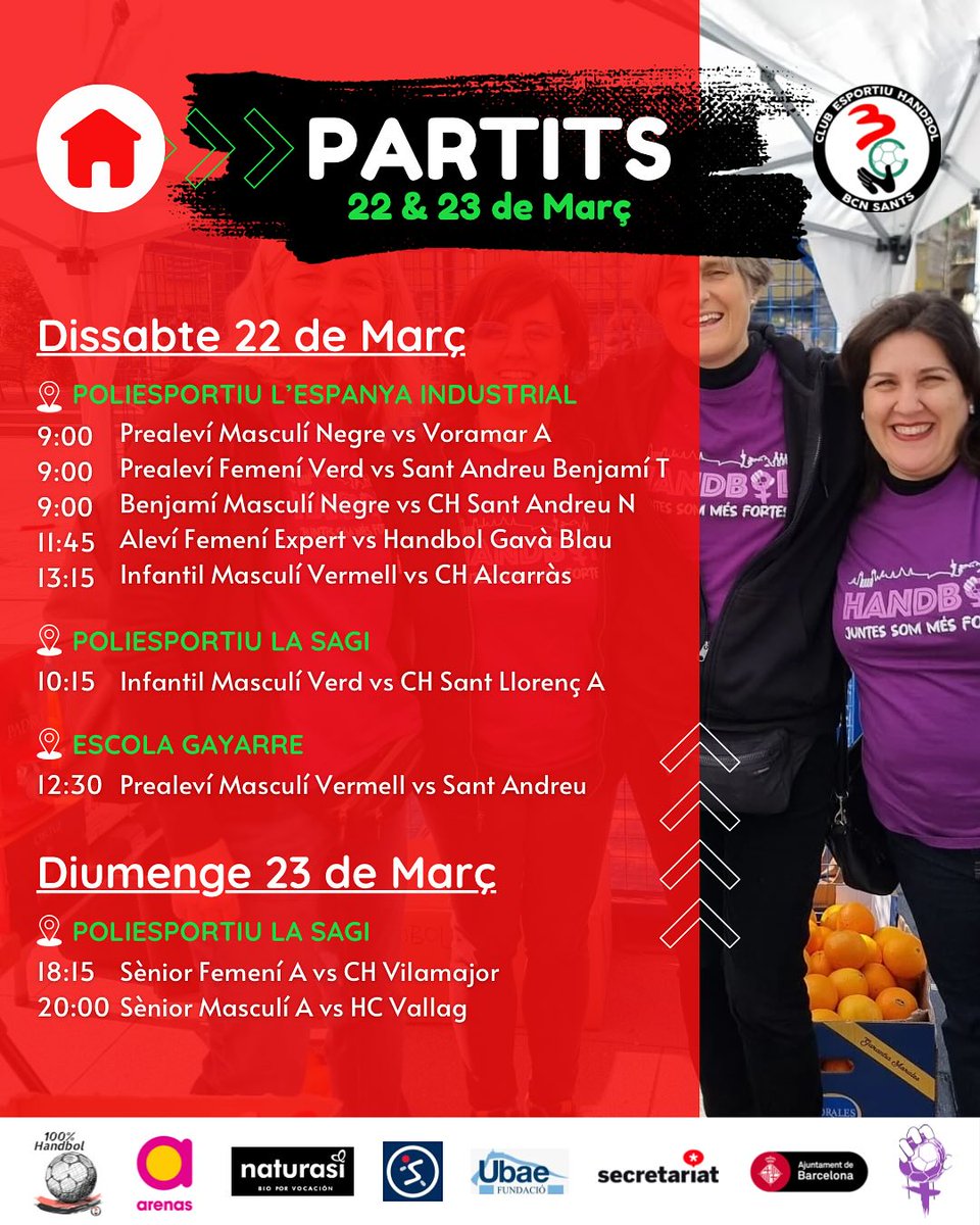 CEH BCN SANTS UBAE (@handbolbcnsants) on Twitter photo Horaris dels partits del cap de setmana, una jornada que comença ja divendres.
💪🏾Som-hi BCN, som-hi Sants!
#HandbolBcnSants #BcnSants #Handbol #HandbolCatalà #Sants
<a href="/MolsaBiosants/">Molsa Bio Sants</a>
#arenasdebcn
<a href="/sants_esports/">SANTS ESPORTS</a>
<a href="/secretariat_shb/">Secretariat SHB</a>
<a href="/FedCatHandbol/">Federació Catalana d’Handbol</a>
<a href="/elconsell/">El Consell</a> Horaris dels partits del cap de setmana, una jornada que comença ja divendres.
💪🏾Som-hi BCN, som-hi Sants!
#HandbolBcnSants #BcnSants #Handbol #HandbolCatalà #Sants
<a href="/MolsaBiosants/">Molsa Bio Sants</a>
#arenasdebcn
<a href="/sants_esports/">SANTS ESPORTS</a>
<a href="/secretariat_shb/">Secretariat SHB</a>
<a href="/FedCatHandbol/">Federació Catalana d’Handbol</a>
<a href="/elconsell/">El Consell</a>