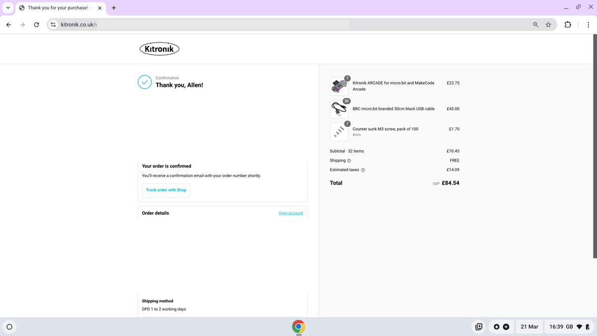 TsuiAllen's tweet image. Thank you @Kitronik for ♥️and RP my #STOPbit post. Reminded me to 'treat' myself to a pack of 100 countersunk M3 screws, set of @microbit_edu USB cables because not USB-C cables work as well your #ArcadeForMicrobit to go with the #MakeCodeArcade I bought last month...