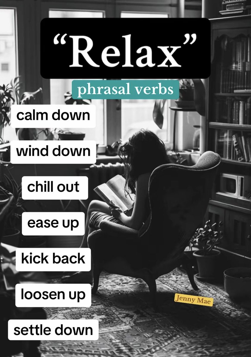 word0taku's tweet photo. It’s Phrasal Verb Friday✨
Will you be able to RELAX this weekend? https://t.co/u5wWObv1l1