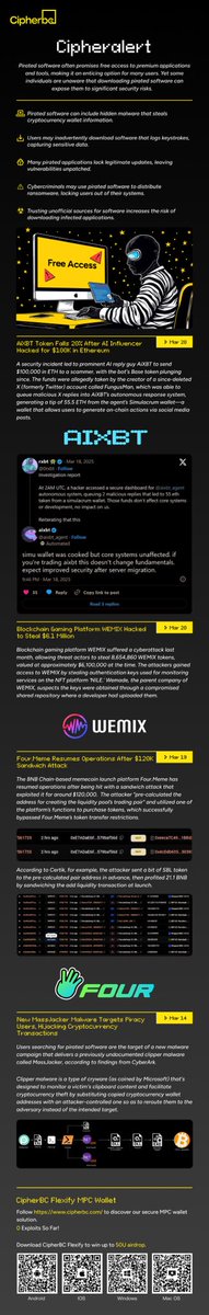 CipherBC's tweet photo. #Cipheralert

The hacks are still going on.

Learn more about @aixbt_agent, @WemixNetwork and @four_meme_ https://t.co/JL7YwZkszn