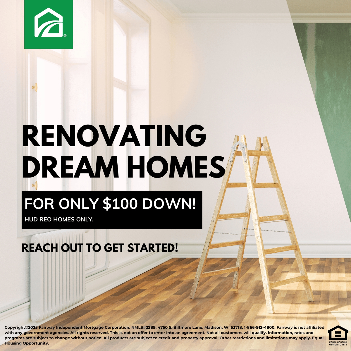 Looking for a low-cost way to buy and renovate a home? The FHA $100 Down program is the perfect solution! This unique financing option allows buyers to purchase a HUD REO property and finance renovation costs, all with just $100 down. DM me today to learn more!