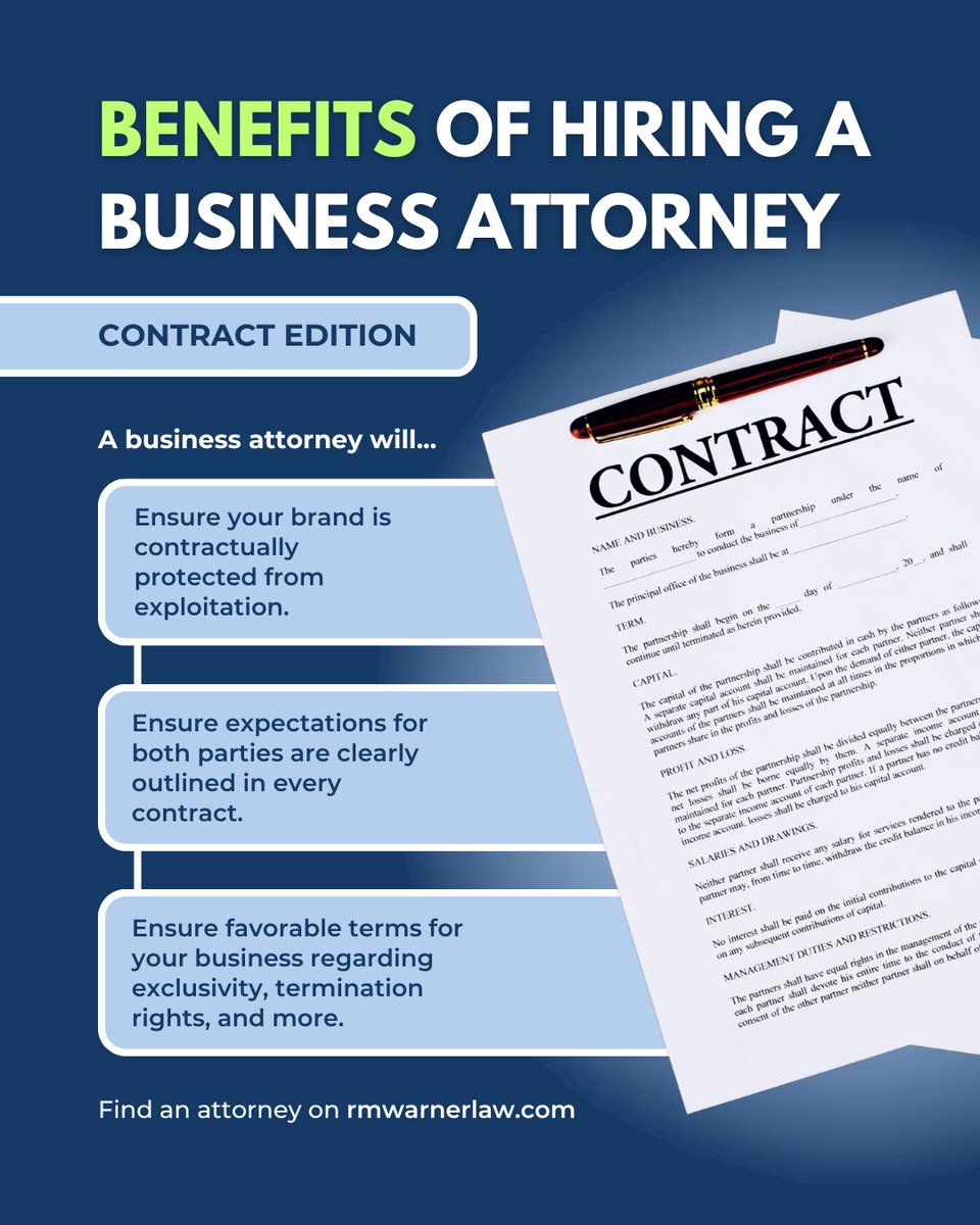 RMWarnerLaw1's tweet image. Do you know what the median cost for a #contractdispute is? According to CourtStatistics.org, it's around $91,000! 😱💸 One bad #contract could cost you everything, so don’t sign blindly... 📝🚫 Work with a #businesslawyer to ensure your #contracts are clear, enforceable, and