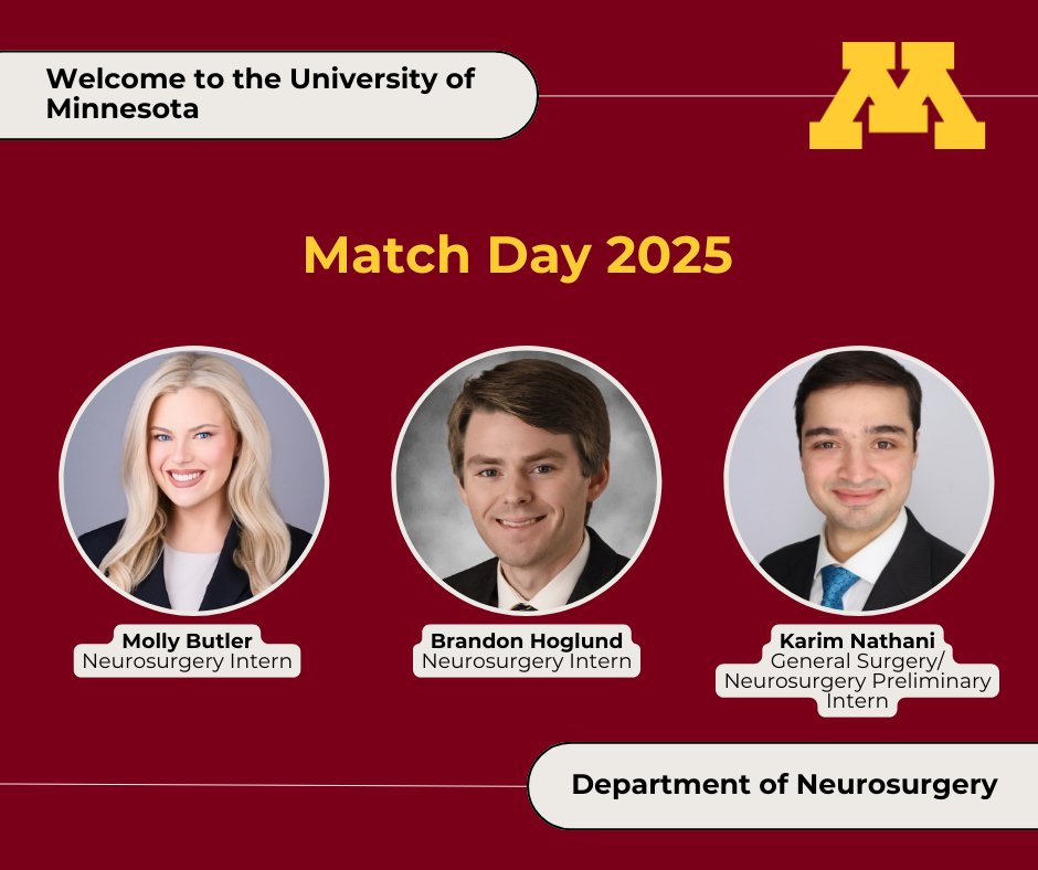 Happy Match Day! Please join us in welcoming Molly Butler, Brandon Hoglund and Karim Nathani to the University of Minnesota!

Congratulations! Welcome to our team!