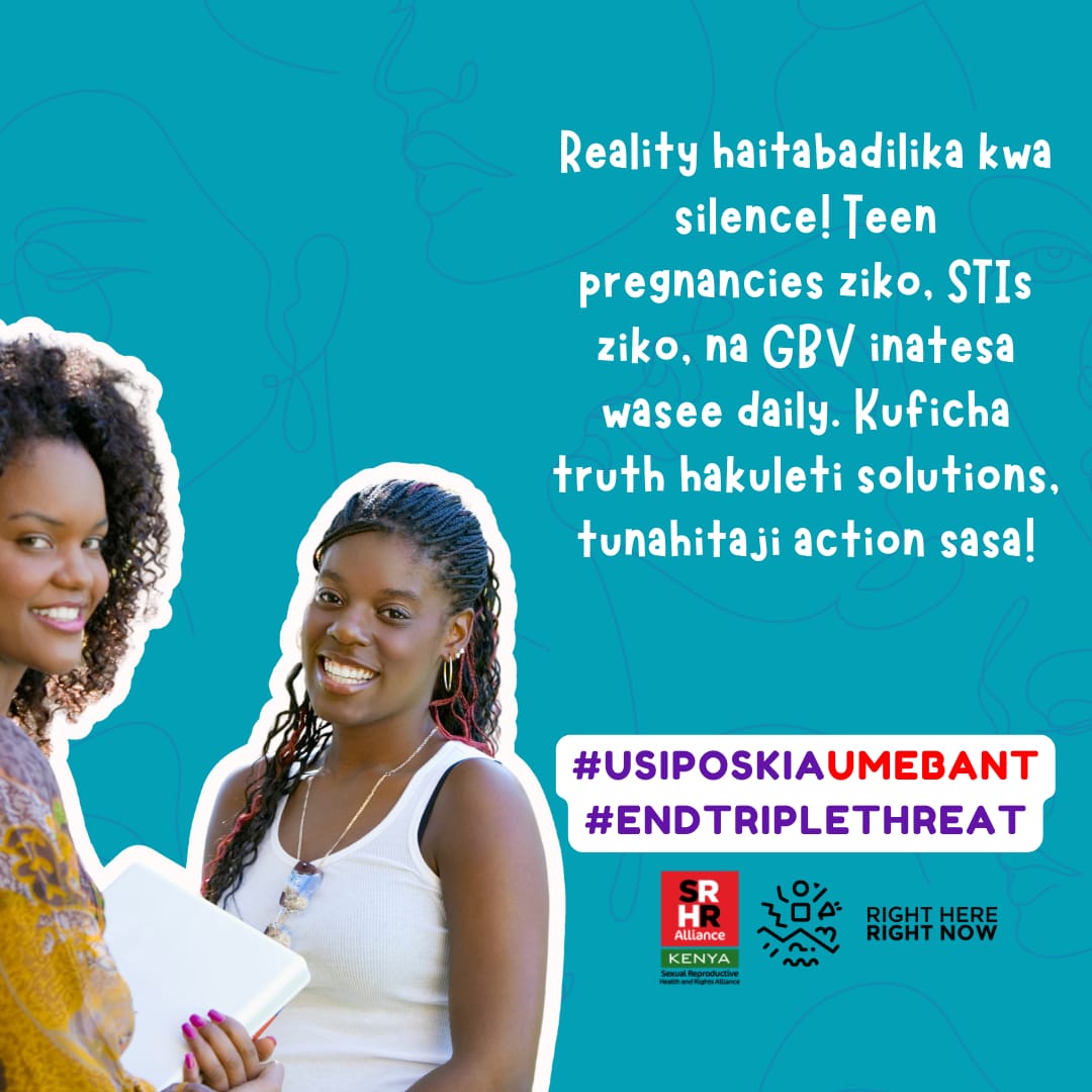 Wacheni kunyamaza reality ya hii TRIPLETHREAT. Speak out
#ISIPOSIKIAUMEBANT
#END TRIPLETHREAT 
.<a href="/KenyaSRHR/">Kenya SRHR Alliance</a> 
.<a href="/RHRNKenya/">Right here Right now Ke</a>