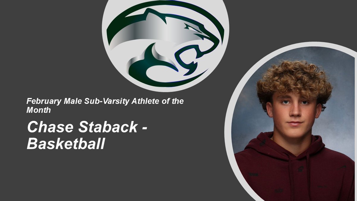 Congratulations to our February Male Sub-Varsity Athlete of the Month: Chase Staback of Basketball! #CougarPride #CNHSSports