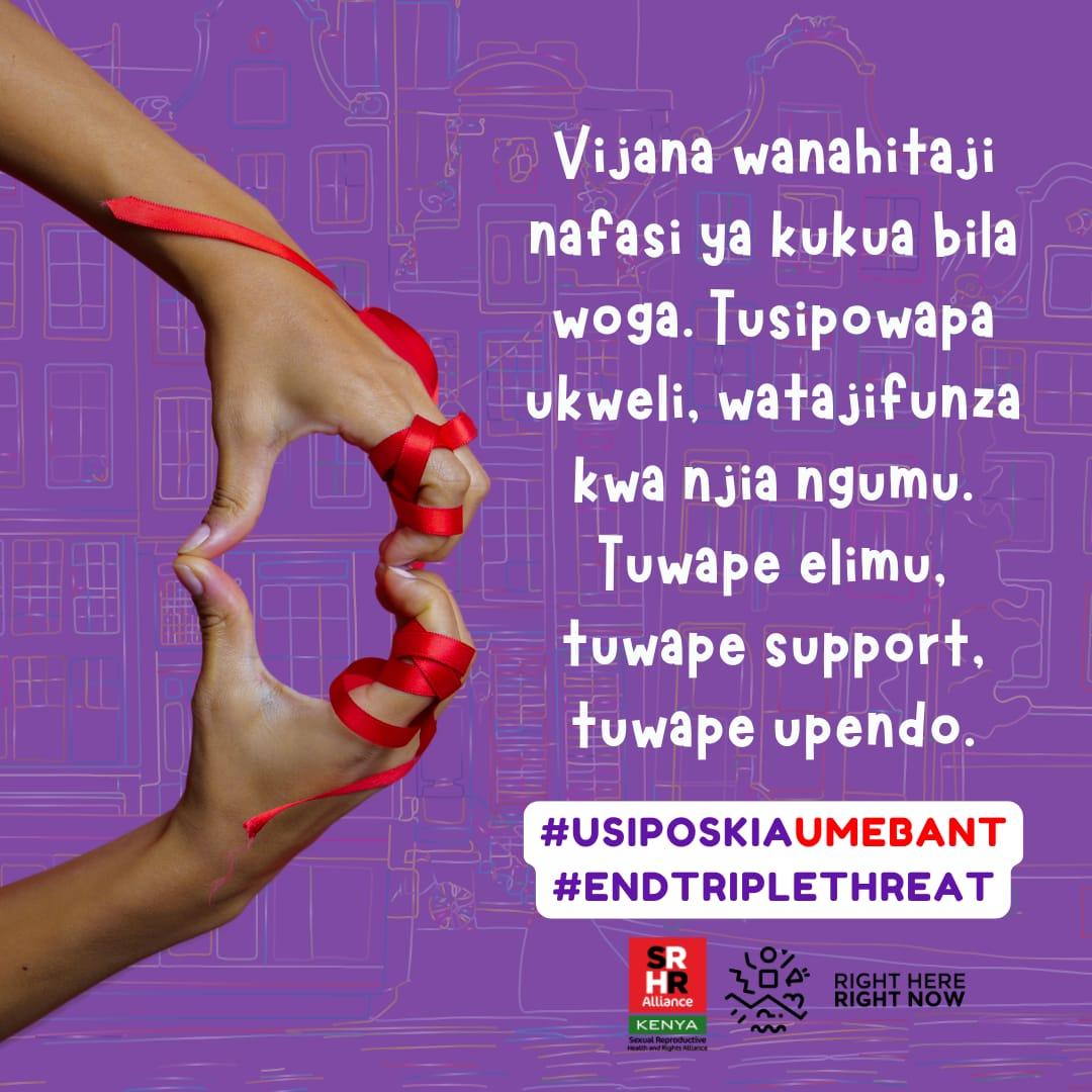 #UsiposkiaUmebant
#EndTrippleThreat
Wazazi, Mu support watoto wenu! Wapee safe space ya kuongea ndio tuzuie Mimba za utotoni!
