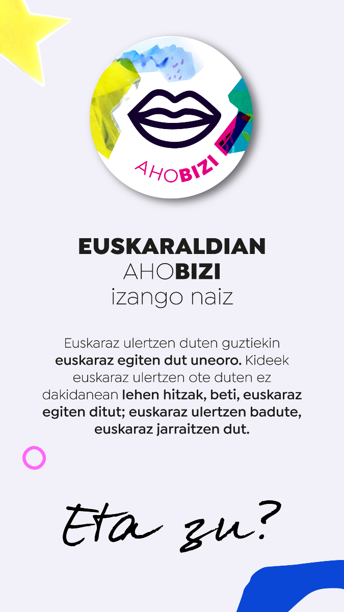 👂👄Zu zer izango zara, belarriprest ala ahobizi?

👐Hartu zure rolaren argazkia,  partekatu zure sareetan eta zabaldu Euskaraldia lau haizetara!!

#Euskaraldia #Ahobizi #Belarriprest #Elkarmugituzegingodugu