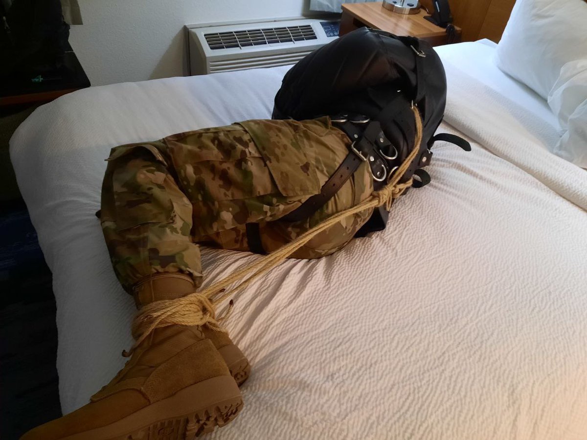 What’s better than a military pup? A straitjacketed and muzzled military pup 🙈 <a href="/HeyItsTopper/">Pup Ipo</a> took good care of this puppy while I was under his supervision, keeping me helpless and horny 🥺🐶 Awrooo 🤍🐾