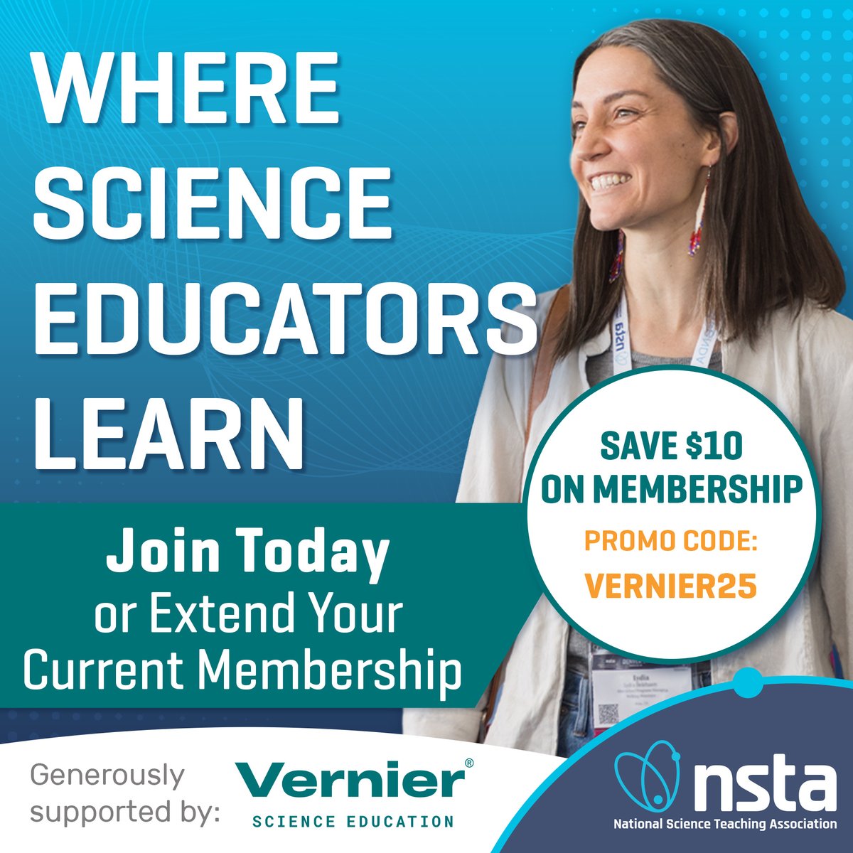 #Professionallearning is made easy with NSTA Membership! Use promo code VERNIER25 and save $10 while gaining access to hundreds of resources like web seminars, publications, #networking opportunities in our community of roughly 35k #educators and more: bit.ly/4ixie87
