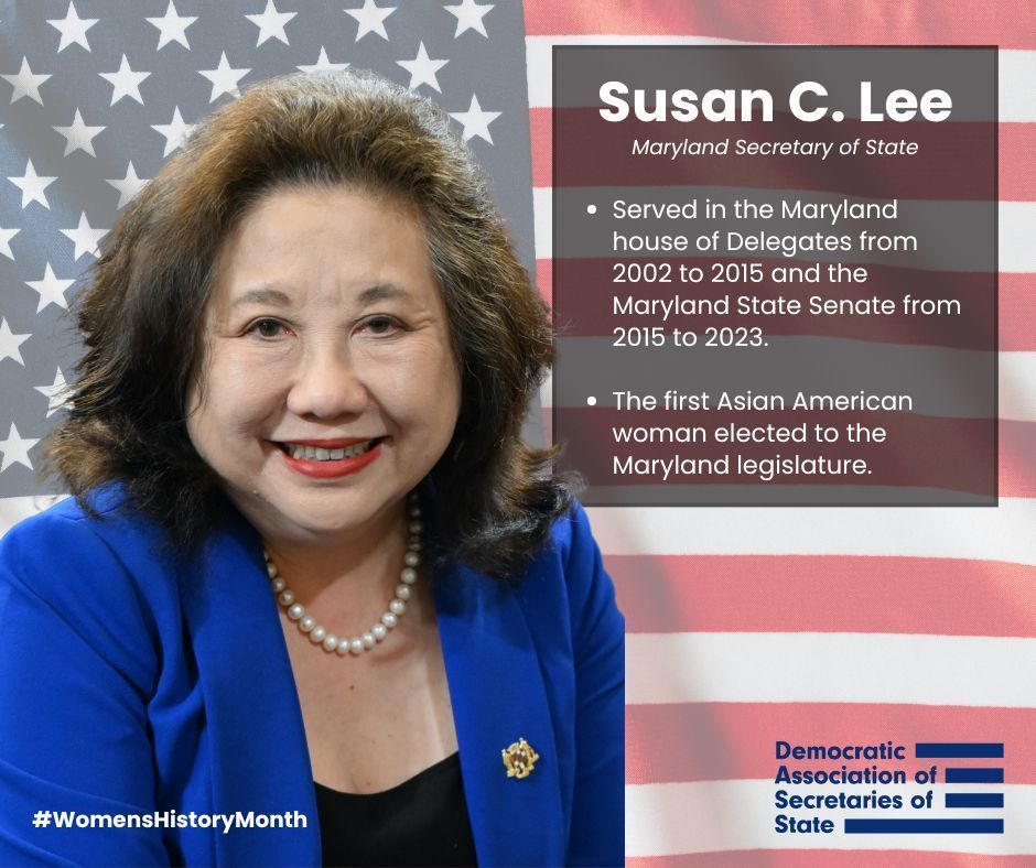 DemsOfState's tweet photo. Continuing our #WomensHistoryMonth series, we’re celebrating three trailblazing Secretaries of State who broke barriers as they were among the first women to hold statewide office. Their leadership is shaping history! https://t.co/OnfydDanOI