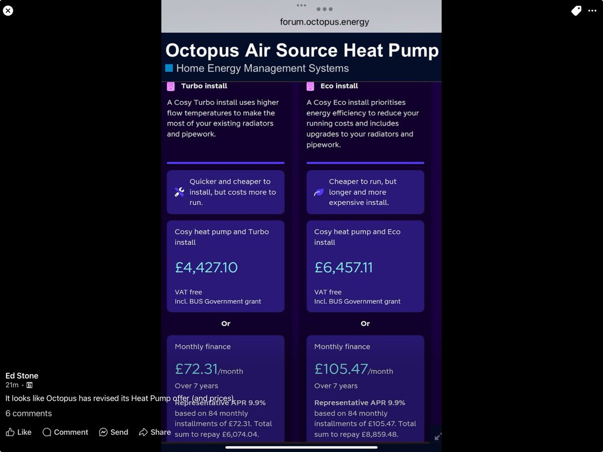 mikefosterEUA's tweet photo. So it seems heat pumps are not the same cost as a gas boilers by April. Oh dear, oh dear. Certain companies need to be more careful with their claims in future. #ZonalPricing https://t.co/gCs0gzCVOa