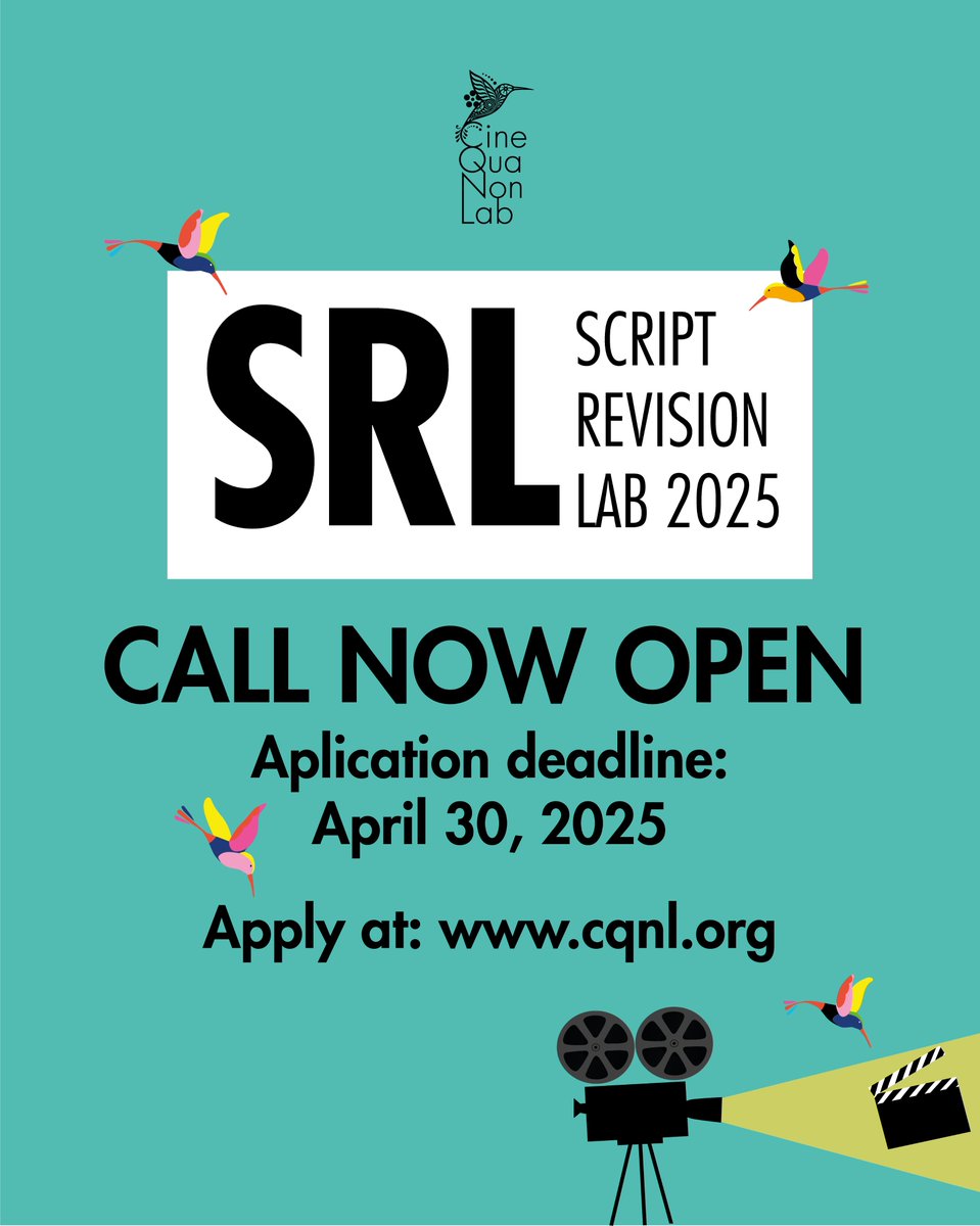 📢 Applications are open for the Script Revision Lab! Work alongside talented  filmmakers in a two-week creative retreat in Tzintzuntzan, Mexico. 

The deadline for submissions is Wednesday, April 30th.  

Apply: cqnl.org 

#SRL2025 #ScriptRevisionLab