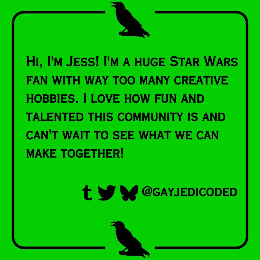 spookyswzine's tweet photo. Last but certainly not least, meet @gayjedicoded, our Organization Mod! This is their first zine mod position, but they have tons of experience and involvement with running events across the Star Wars fandom!
#StarWars #StarWarsZine #ModIntro #ZineModIntro https://t.co/aeG4vC4cke