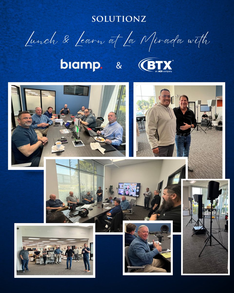 SolutionzInc's tweet image. This week at our La Mirada office, we had an exciting Lunch &amp;amp; Learn with our partners at @biamp and @btxtechnologies! #AVTechnology #AudioInnovation #AVIntegration #TeamEngagement #TechEvent #AVTweeps