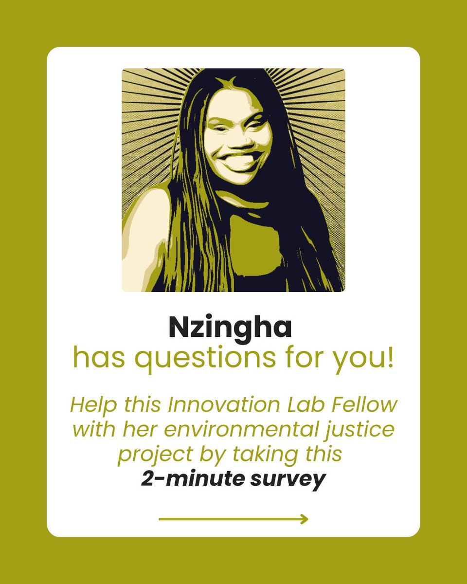 canopyatl's tweet photo. Hi, I'm Nzingha! How do you define "environmental justice?"

As part of my Innovation Lab series, help me out by taking this very short survey and share your questions so we can discuss them on our podcast!

Submit your input: https://t.co/X5JrhIbfbx https://t.co/3QDFpuBqos