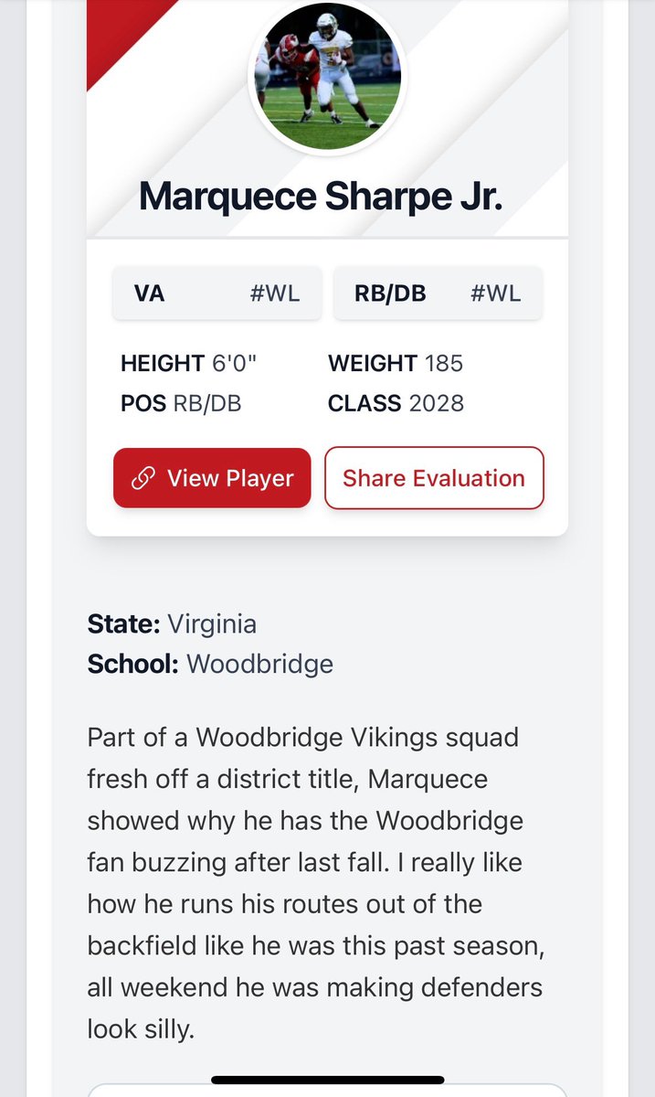 Marquece sharpe jr (@bigquece_3) on Twitter photo blessed by <a href="/carljfred/">Carl Frederick</a> to get a a article for my performance at the prepredzone camp <a href="/DaBridgeFB/">Woodbridge Vikings Football</a> blessed by <a href="/carljfred/">Carl Frederick</a> to get a a article for my performance at the prepredzone camp <a href="/DaBridgeFB/">Woodbridge Vikings Football</a>