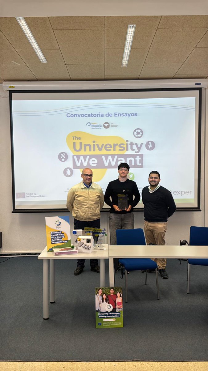 EXPERProject's tweet image. 🚀 Inspiring the Next Generation of Thinkers!

The "University We Want" Essay Call, part of the EXPER Project, has sparked a powerful youth dialogue on the green and blue economy in the Canary Islands!

🏆Young students shared their vision for the future of universities,…