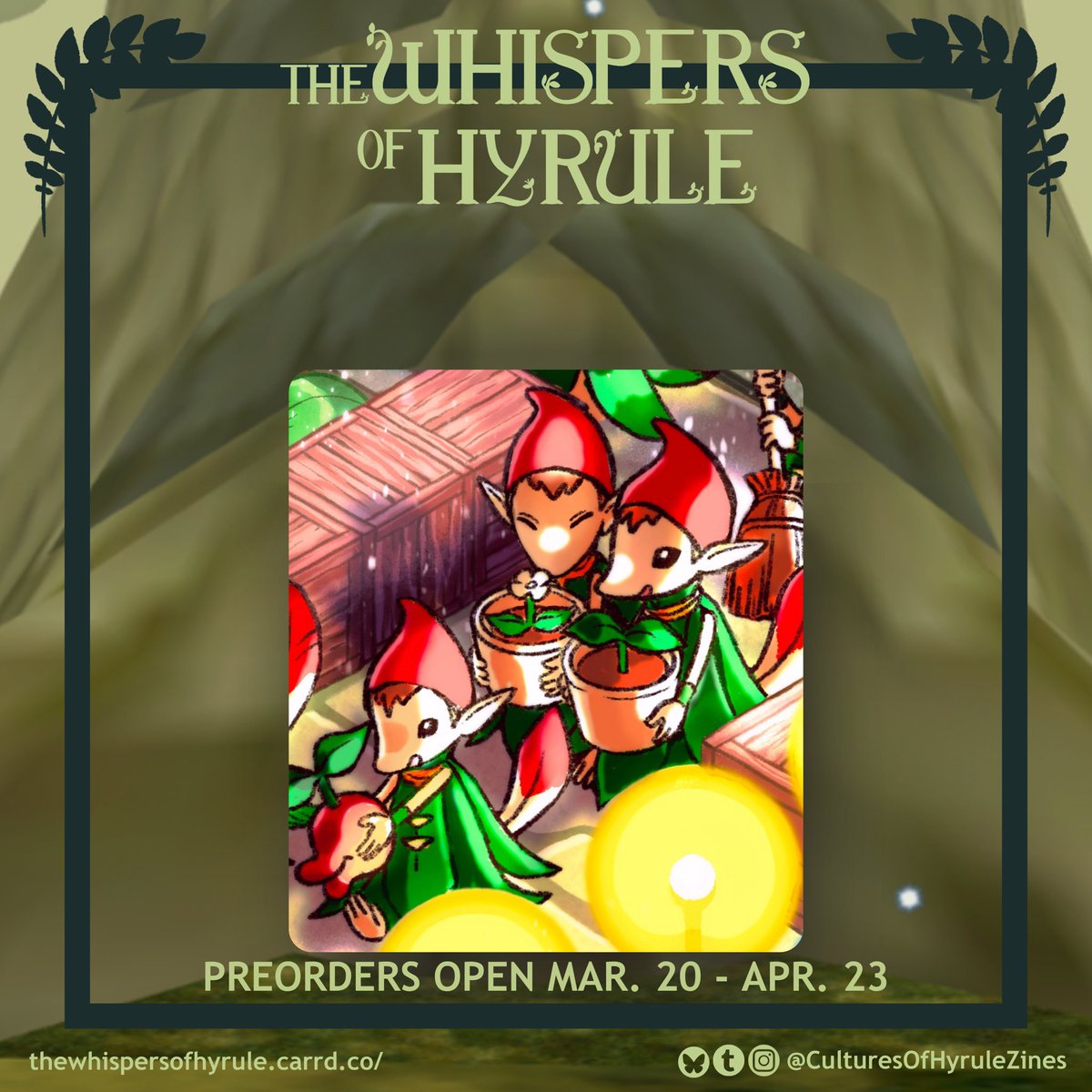 _mochiwei's tweet image. Here’s the preview of my Minish piece for The Whispers of Hyrule, a Zelda zine dedicated to the forest folk who live in the lands of Hyrule and beyond!
Preorders are now open from March 20-April 23rd! Visit thewhispersofhyrule.bigcartel.com for your bundle today!