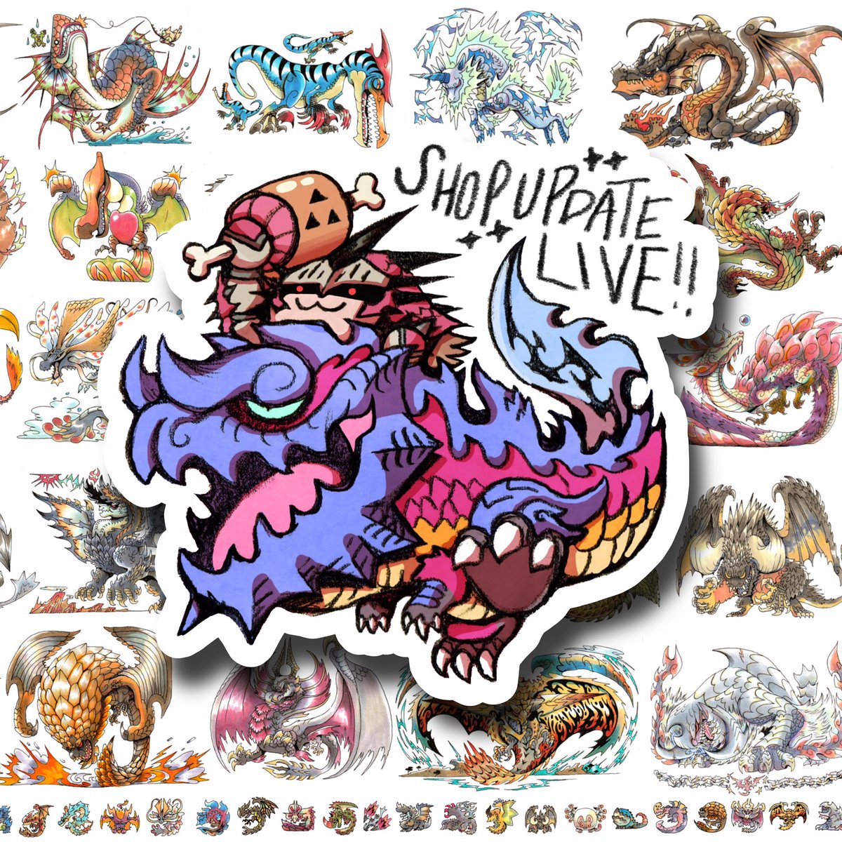 daltondoodles's tweet image. Monster Hunter shop update is LIVE🐲⚔️🔥 Artbook & poster preorders + 31 new monster hunter sticker designs available now! Daltondoodles.bigcartel.com