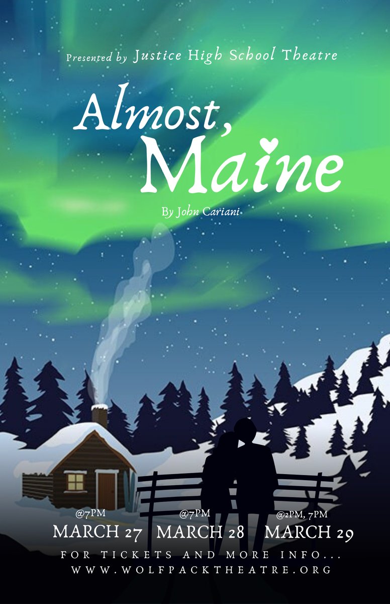 The Wolfpack Theatre at Justice High School presents "Almost, Maine" next week! 
March 27-29, 2025
Tickets: wolfpacktheatre.org
<a href="/justicehswolves/">Justice High School</a> <a href="/JusticeHSPTSA/">Justice HS PTSA</a> <a href="/FCPSR2/">FCPS Region 2</a> <a href="/theWPtheatre/">The WP at Justice High School</a> <a href="/Gponce_Schools/">Geovanny Ponce, Ed.D.</a>