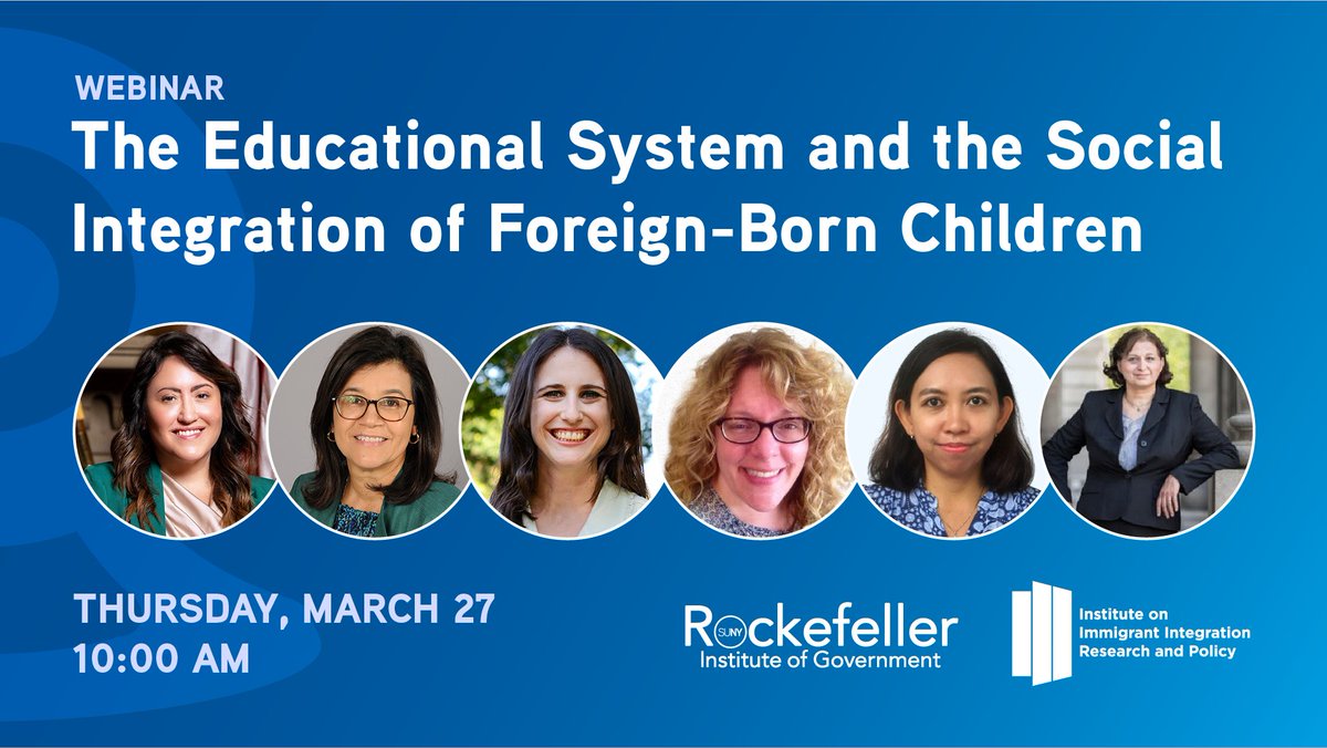 Institute on Immigrant Integration (IIIRP) (@rockimmigration) on Twitter photo Join us for a webinar next Thursday 🗓 3/27 @ 📷 10a: "The Educational System and the Social Integration of Foreign-Born Children." Feat. panelists:
• <a href="/DOEChancellor/">Chancellor Melissa Aviles-Ramos</a>
• <a href="/GladysICruz/">Gladys I. Cruz</a>
• <a href="/CorinneKentor/">Corinne Kentor</a>
• Rachel Stead
Learn more and register: rockinst.org/rig-events/202… Join us for a webinar next Thursday 🗓 3/27 @ 📷 10a: "The Educational System and the Social Integration of Foreign-Born Children." Feat. panelists:
• <a href="/DOEChancellor/">Chancellor Melissa Aviles-Ramos</a>
• <a href="/GladysICruz/">Gladys I. Cruz</a>
• <a href="/CorinneKentor/">Corinne Kentor</a>
• Rachel Stead
Learn more and register: rockinst.org/rig-events/202…