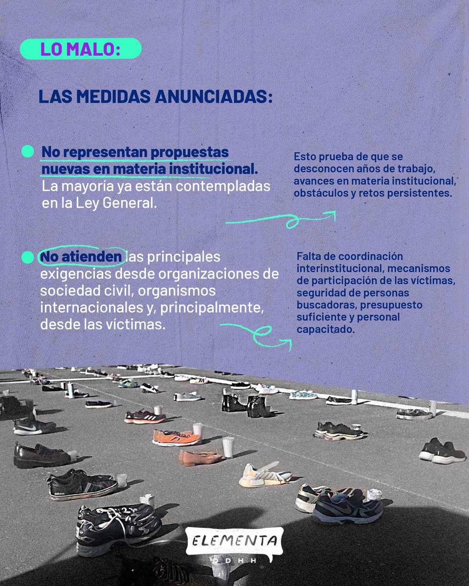 ELEMENTADDHH's tweet image. El caso de #Teuchitlán no sólo da cuenta de la continuidad de la crisis de DDHH en el marco del combate a las drogas en #México🇲🇽 sino que expone cómo la desaparición se mantiene como una forma de castigo. ⬇️