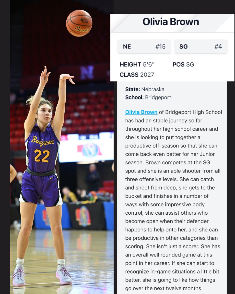 Olivia Brown (@oliviabrown_27) on Twitter photo Thank you Jeremy <a href="/PGHBrooks/">Jeremy Brooks</a> for the great write up with <a href="/PGHNebraska/">Prep Girls Hoops Nebraska</a>. I appreciate you following my journey and your dedication to getting exposure to women’s basketball. I am blessed to be ranked #15 in the class of 2027 in Nebraska! Thank you! Thank you Jeremy <a href="/PGHBrooks/">Jeremy Brooks</a> for the great write up with <a href="/PGHNebraska/">Prep Girls Hoops Nebraska</a>. I appreciate you following my journey and your dedication to getting exposure to women’s basketball. I am blessed to be ranked #15 in the class of 2027 in Nebraska! Thank you!