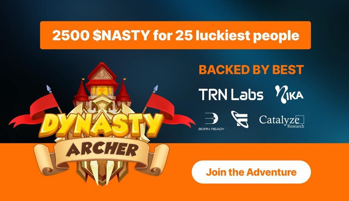 bengbengp2e's tweet photo. 🚀 FUTUREVERSE VN x NIKA LABS GIVEAWAY – 2,500 $NASTY UP FOR GRABS! 🎯

🔥 Dynasty Archer, backed by Nika Labs, has just secured investment from The Root Network, Born Ready Ventures & TRN Labs! To celebrate, the team is giving away 2,500 $NASTY to 25 lucky winners!

⏳ Duration: 10PM March 20 - 10PM March 30 (VN Time)

🎁 How to join – takes less than a minute!
✅ Like & comment on this post: 🔗 Link: https://t.co/FroQ1zTH0v

✅ Follow: @futureverseVN , @TRNLabs , @DynastyArchers 
✅ Join Telegram groups: Futureverse VN, Dynasty Archer
✅ Subscribe to the Telegram channel: Futureverse VN
✅ Join the Dynasty Archer Discord: Dynasty Archer

🎯 100 $NASTY per winner – 25 winners in total!
🔥 DON’T MISS OUT – JOIN NOW! 🚀
